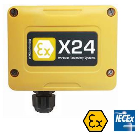 Emisor inalámbrico ATEX para acondicionamiento de sensores analógicos con transmisión de datos hasta 800m en entornos ATEX alimentado por baterías.