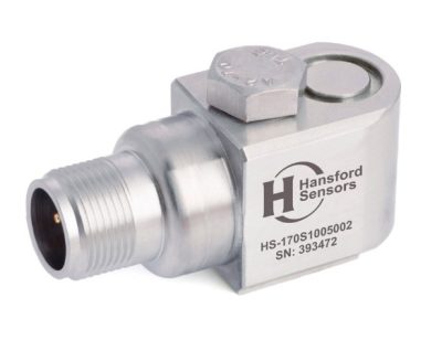 Acelerómetro industrial compacto salida lateral por conector o cable.