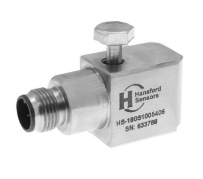 Acelerómetro uniaxial pequeño salida lateral por conector o cable.